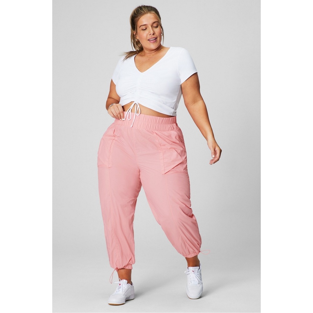Fabletics NWT Rouge Blush Ultra High-Waisted Piped Nylon Pant XXL/1X